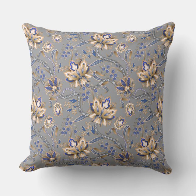 Grå och blå modern elegans  kudde (Framsida)