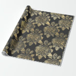 Grå och falska gamla rosor i guld presentpapper<br><div class="desc">Grå och guld paris vintage ros tema inslagningspapper.</div>