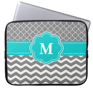 Grå och för blåttsparreMonogram laptop sleeve