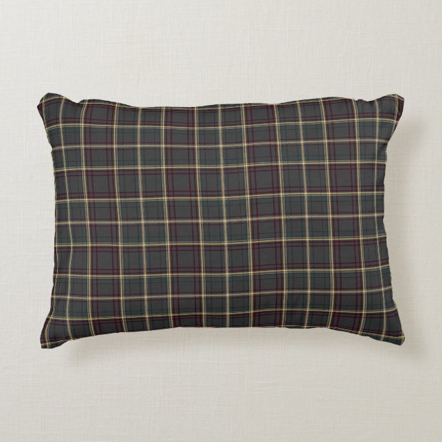 Grå och grön tartan rutmönster prydnadskudde (Framsidan)