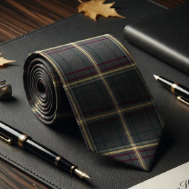 Grå och grön tartan rutmönster slips