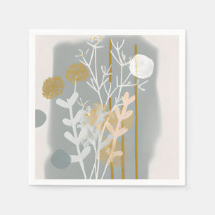 Grå och guld abstrakt botanisk minimalistisk konst pappersservett