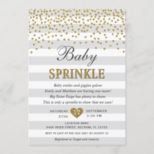 Grå och guld Könsneutral Reveal Baby Sprinkle Inbjudningar