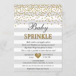 Grå och guld könsneutralt avslöjandebarnsprut inbjudningar