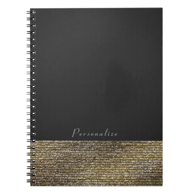Grå och guld Modern Glamour Pailletter Chic Elegan Anteckningsbok (Framsidan)