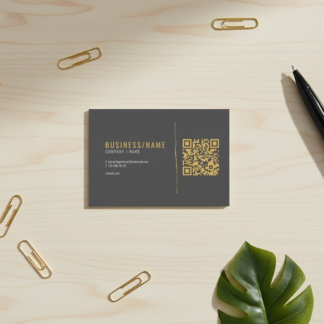 Grå och guld QR-kod visitkort (Gold QR Code business card)