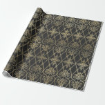 Grå och guld vintage damask presentpapper<br><div class="desc">Grått och guld paris vintage damask inslagspapper.</div>