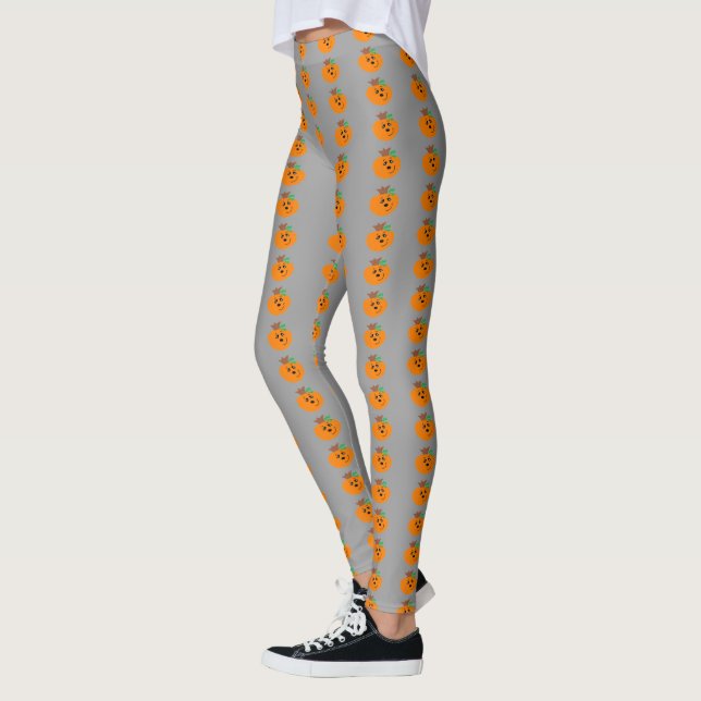 Grå och orange halloweenpumpor leggings (Vänster)