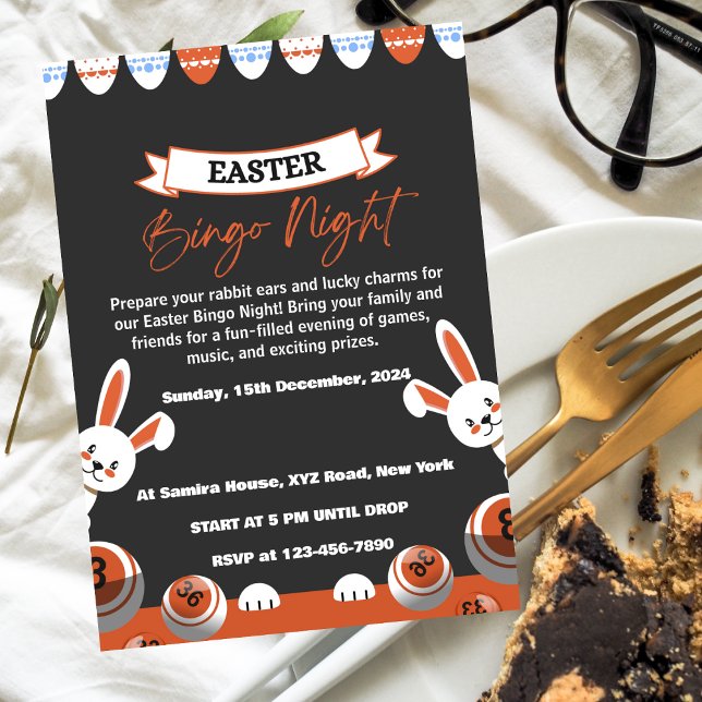 Grå och orange modern inbjudan till bingo kväll (Skapare uppladdad)
