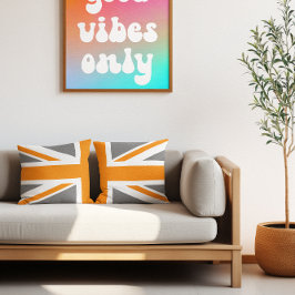 Grå och orange Union Jack Halva Kudde