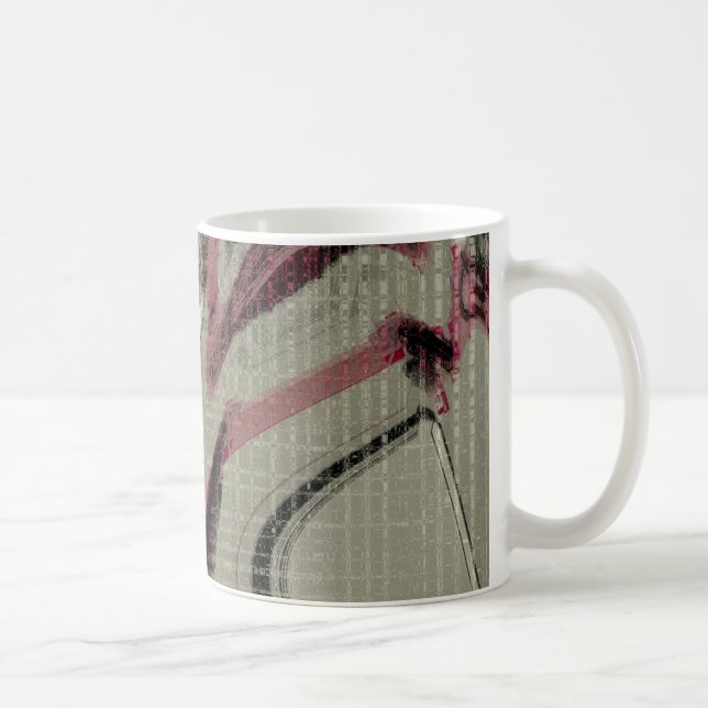 Grå och röd abstrakt konst kaffemugg (Höger)