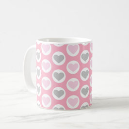 Grå och rosa hjärtan kaffekopp Alla hjärtans dag-m