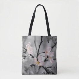 Grå och rosa körsbärsblommor tygkasse