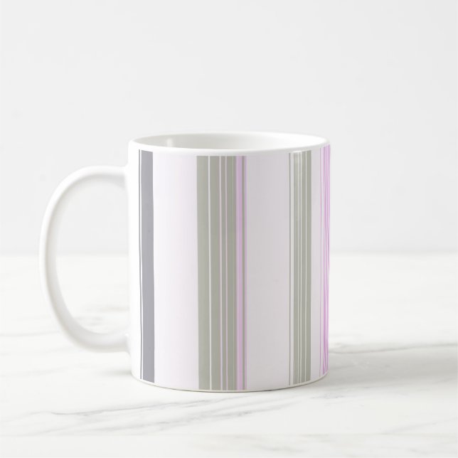 Grå och rosa vertikala ränder. kaffemugg (Vänster)
