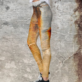 Grå och Rostig Orange Abstrakt Leggings