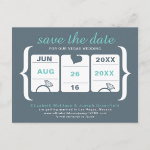 Grå och sjögrön spelautomat Save the Date Meddelande Vykort