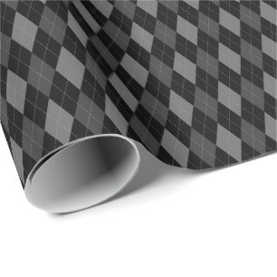 Grå och svart Argyle-inslagspapper Presentpapper