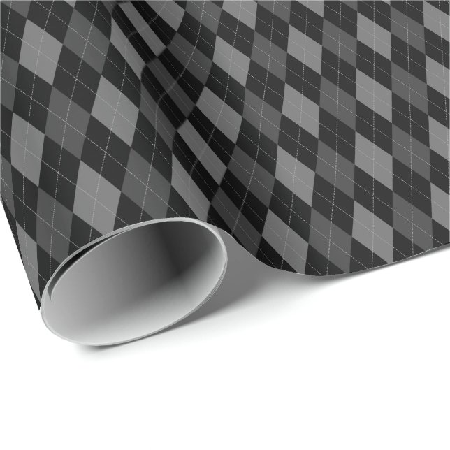 Grå och svart Argyle-inslagspapper Presentpapper (Rullad Hörn)