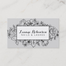 Grå och svart blom- visitkort