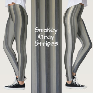 Grå och svart rökigt monokromt randigt leggings