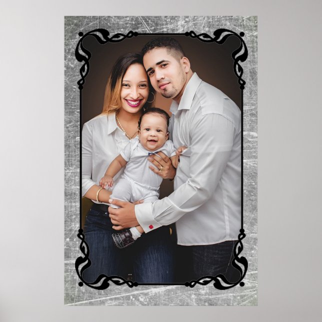 Grå och svart skriftkant familjefotoaffisch poster (Framsidan)