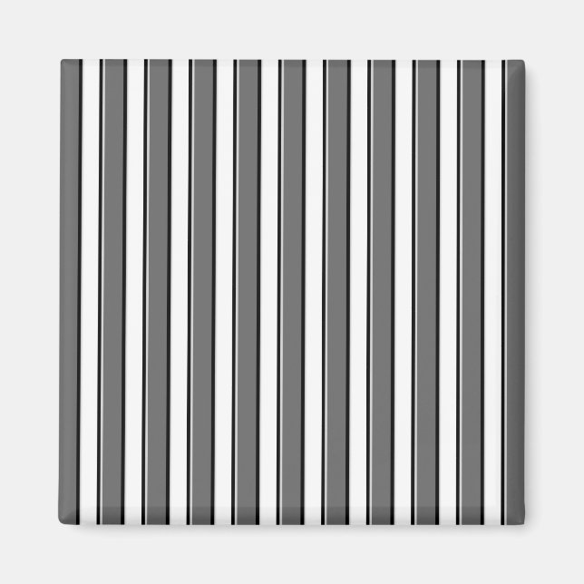 Grå och svarta ränder på vit bakgrund magnet (Framsidan)
