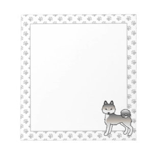 Grå Och Vit Alaskan Klee Kai Söt Tecknad Hund Anteckningsblock