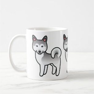 Grå och vit alaskan malamute hundillustration kaffemugg