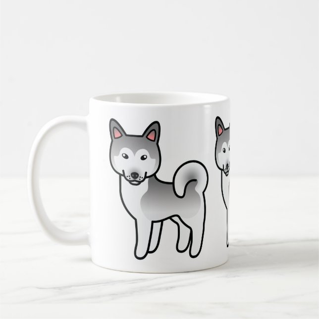Grå och vit alaskan malamute hundillustration kaffemugg (Vänster)