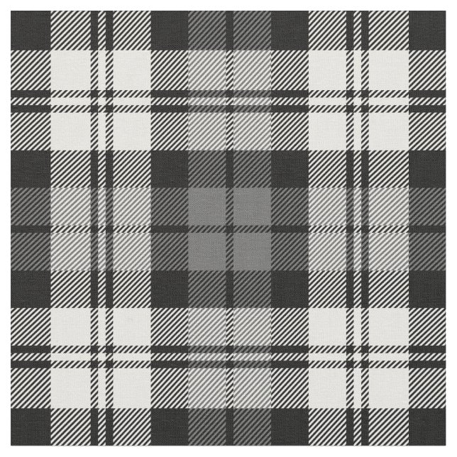 Grå och vit Black Watch Tartan-ruta Tyg (Närbild)