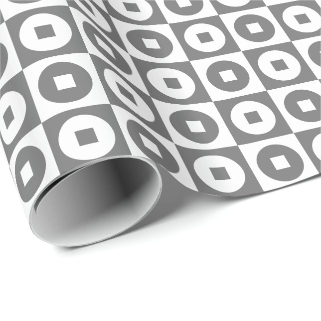Grå och vit fyrkant och cirkel presentpapper (Rullad Hörn)