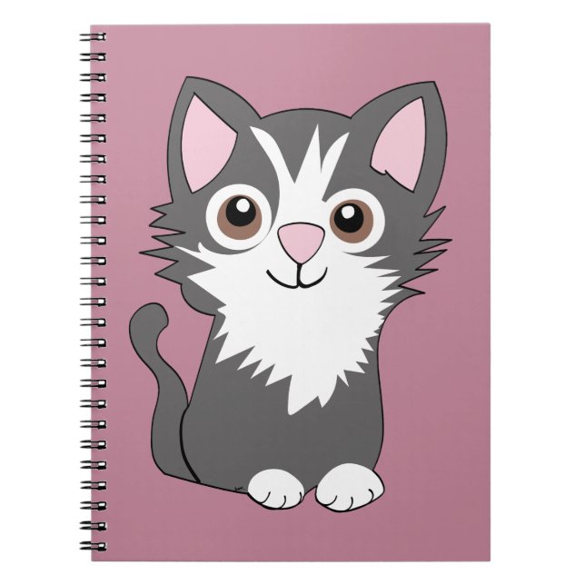 Grå och vit katt anteckningsbok (Framsidan)