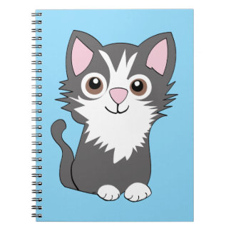 Grå och vit katt anteckningsbok