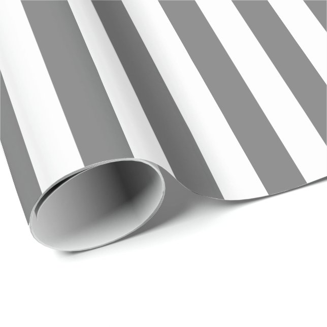 Grå och vit rand presentpapper (Rullad Hörn)