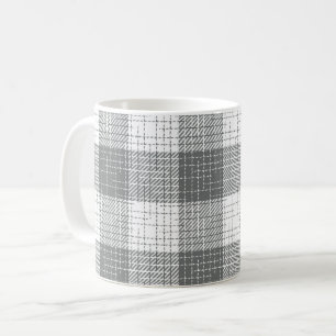 Grå och vit rutig korsstickad pläd  kaffemugg