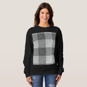 Grå och vit rutig korsstickad plaid t shirt