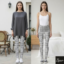 grå och vit rutig legging