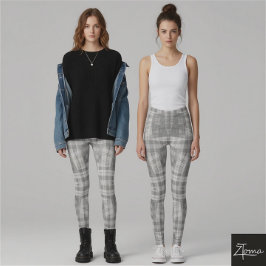 grå och vit rutig legging