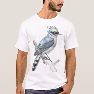 Grå och vit sällsynt fågelillustration – Elegant M T Shirt