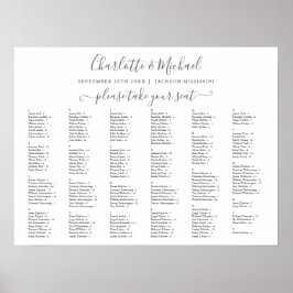 Grå och vit sittplan för 200 namns bröllop poster