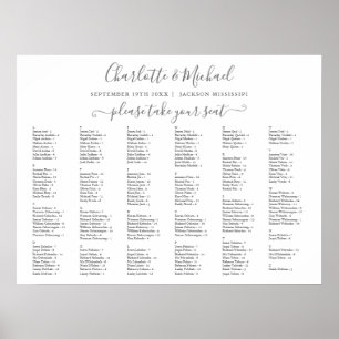 Grå och vit sittplan för 200 namns bröllop poster