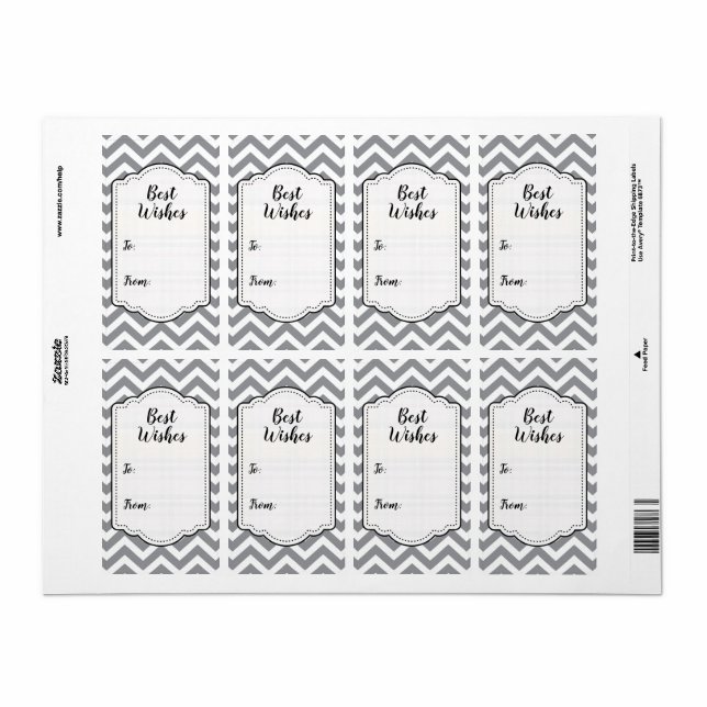 Grå och vit tjock Chevron bröllop födelsedag V2 Fraktsedel (Helt Ark)