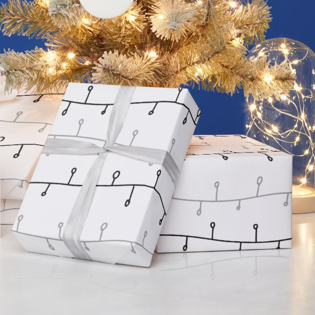 Grå Och Vita Abstrakt Julbelysning Jul Presentpapper (Helgdagar)