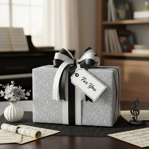 Grå och vita musik symboler, anpassad bakgrund presentpapper