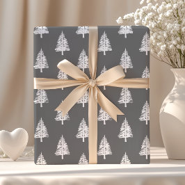 Grå och vita tallar jul presentpapper