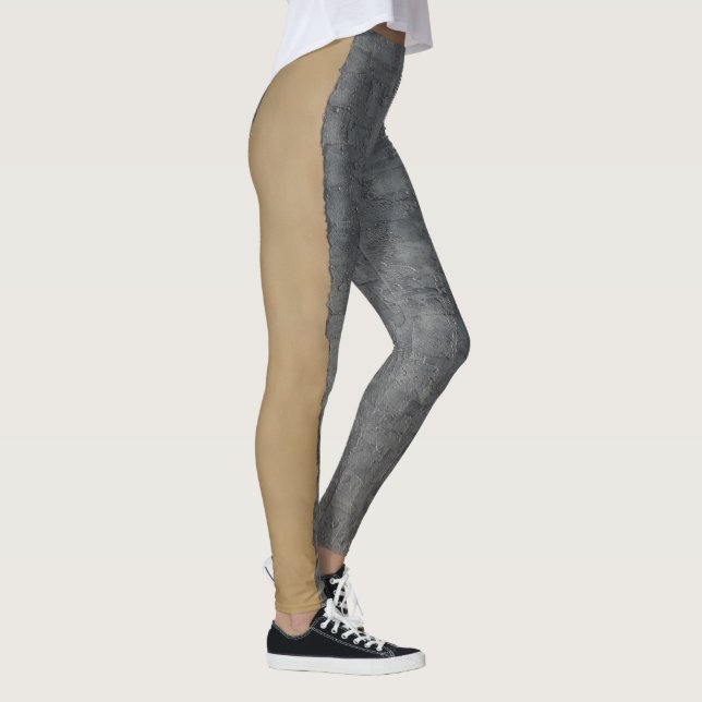 grå ocher abstrakt modern målningsportidrottshall leggings (Höger)