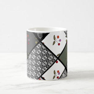 Grå Oliv rustik lappteknik Kaffemugg