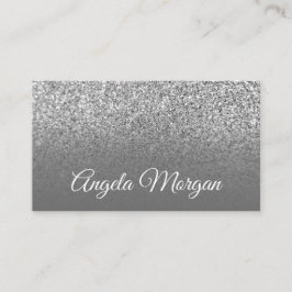 Grå Ombre Silver Glitter Foto Visitkort