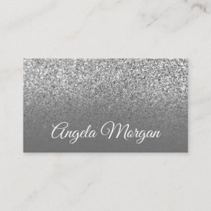 Grå Ombre Silver Glitter Foto Visitkort