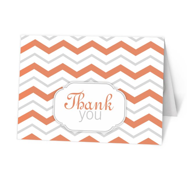 Grå Orange Chevron Moderna Tacksamhetskort Tack Kort (Skapare uppladdad)